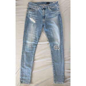 AG The Farrah High Rise Destroyed Skinny Ankle Stretch Denim Jeans. 27R, GUC!!